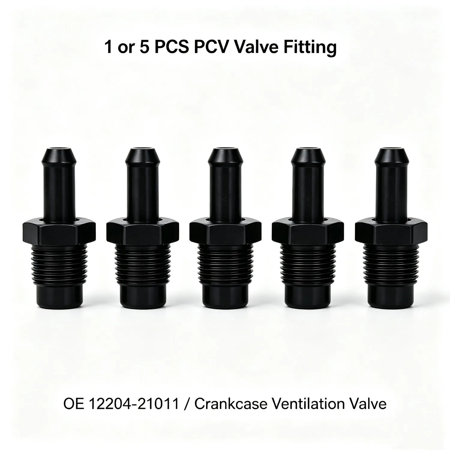 PCV Valve Fitting Connector OE 12204-21011, Crankcase Ventilation Hose Adapter, Single or 5 Pack Available for Toyota