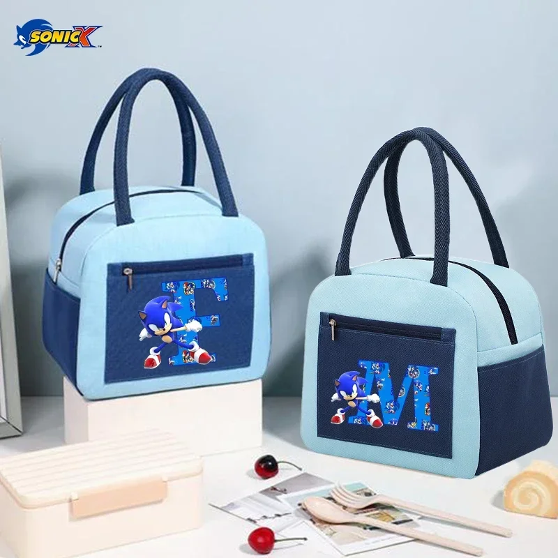 

New Sonics Lunch Bags Boy Cartoon Anime Print Bento Handbag Portable Large Capacity Food Thermal Bag Picnic Bags Student Gift