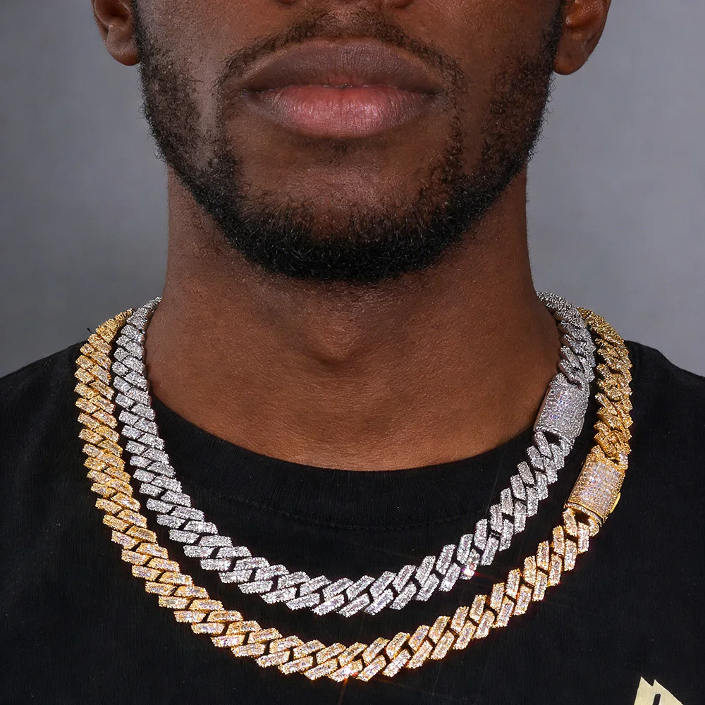 ESKEEM Luxury Bling Rectangle Diamond Chain Hip Hop Mixed Handmade Inlay Iced Cubic Zirconia Cuban Necklace Bracelet Men Women