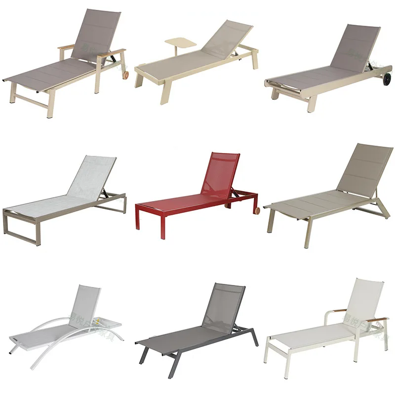 Outdoor aluminum alloy reclining bed B&B Internet celebrity pool lounger recliner bed open-air waterproof sunscreen sunbathing