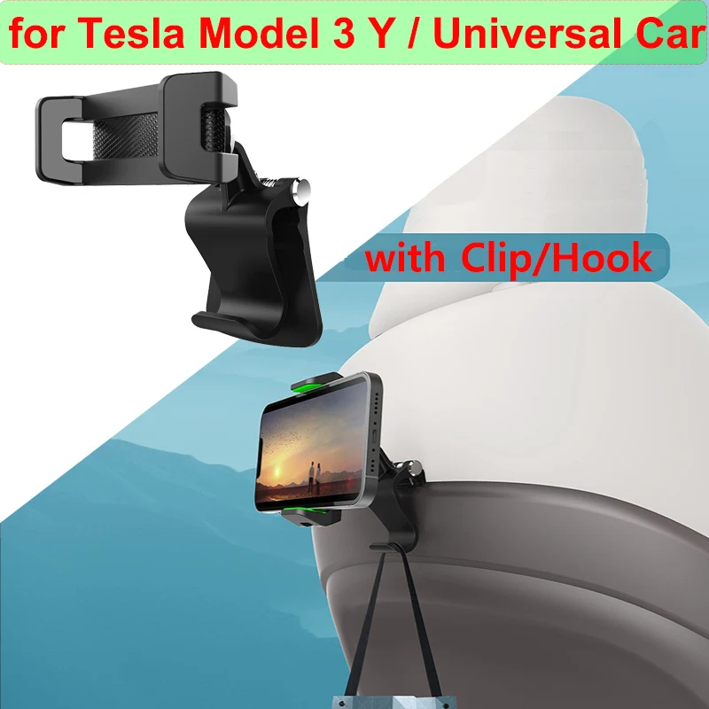 Universelle Auto-Handyhalterung für Tesla Model Y Juniper 2026 2025 Rücksitz-Handyhalterung Drehbarer Ständer Haken Auto-Zubehör