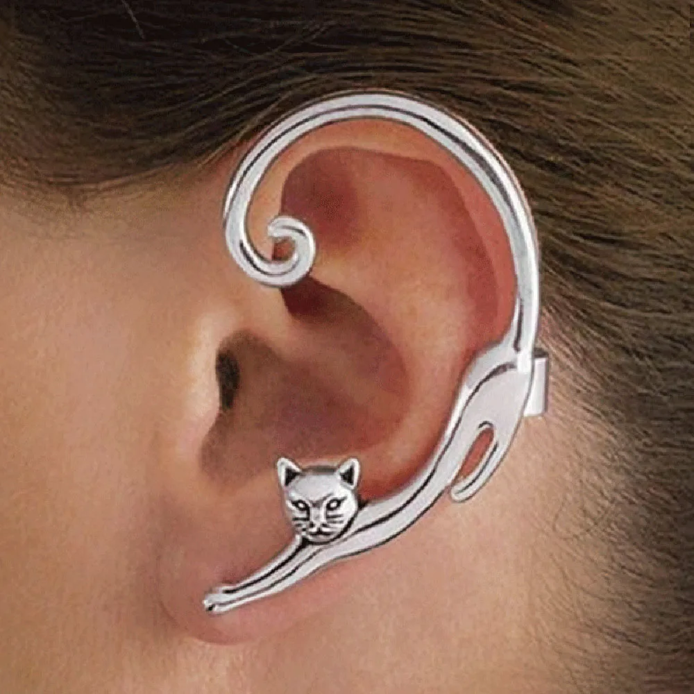 Cute Cat Clip on Earrings Ear Cuff Earrings for Women Orecchini Ear Wrap Earcuff Boucle D'oreille Clip 1PC