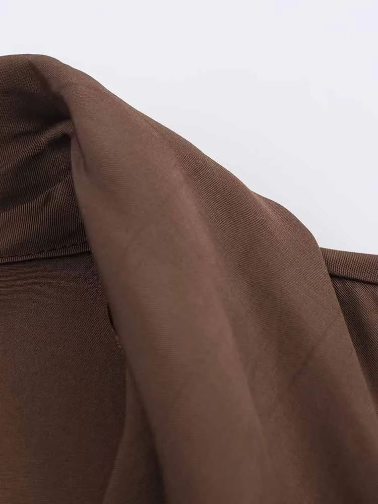 유럽 및 미국 스타일 가을 신상품 패셔너블 여성 반팔 미디 드레스 벨트 및 드레이프 넥 포함