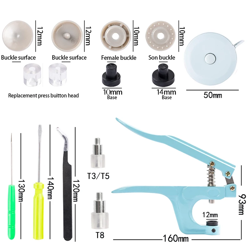 80/270 Pcs Multifunction Snaps and 3 Kinds Replace Snap Pliers Set,  T5 Plastic/Metal Buttons for Sewing & Crafting Clothing Diy