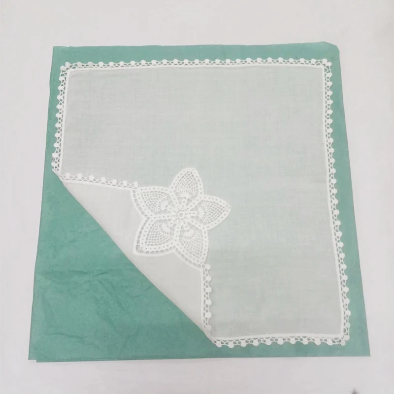 Set of 12 Fashion Cotton Handkerchiefs Wedding Handkerchief  Hankie Vintage Lace Hanky for bride/Ladies