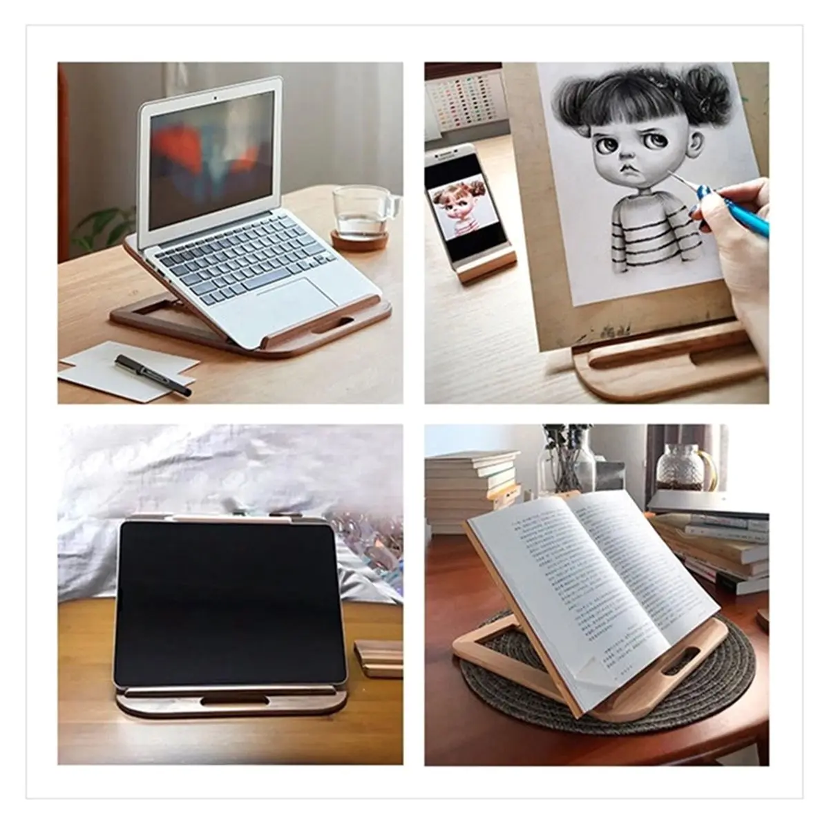 

Laptop Wooden Folding Vertical Stand Portable Tablet Holder Desktop Lifting and Heightening Heat Releasing Home Office