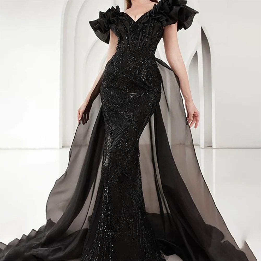 

Elegant V-Neck Beading Sleeveless Mermaid Formal Evening Dresses Birthday Party Prom Gowns Customized
