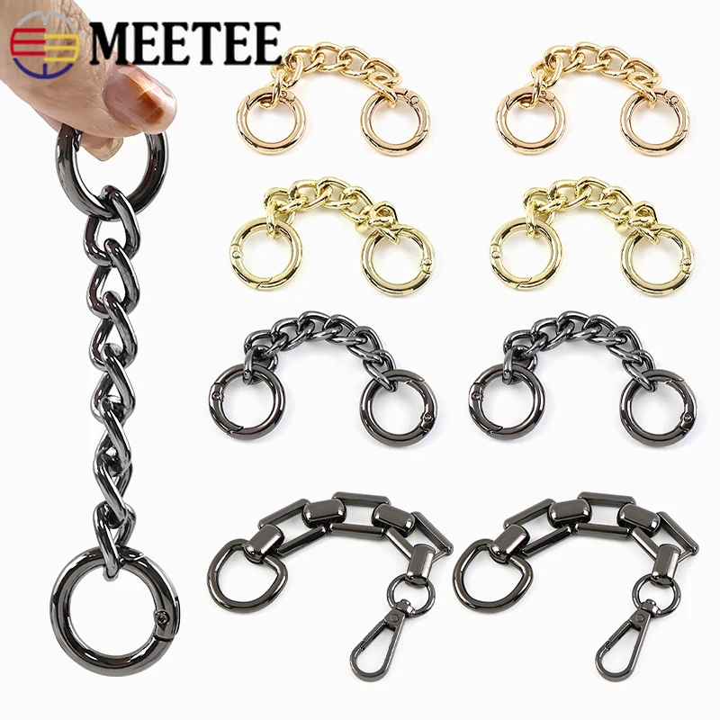 

2/5Pcs Meetee 9-18cm Bag Strap Extension Chain Spring O-ring Buckle Metal Handbag Decor Straps Adjust Clasp DIY Bags Accessories