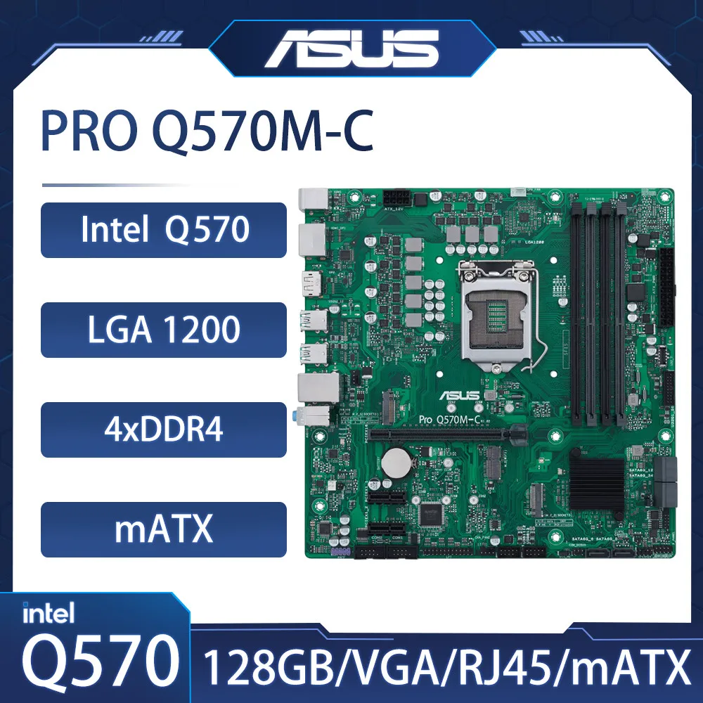 ASUS PRO Q570M-C Motherboard LGA1200 Supports i7-11700K 10700F i5-11600K 10400F 11400F CPU 4xDDR4 HDMI 2xM.2 PCIe 4.0 mATX