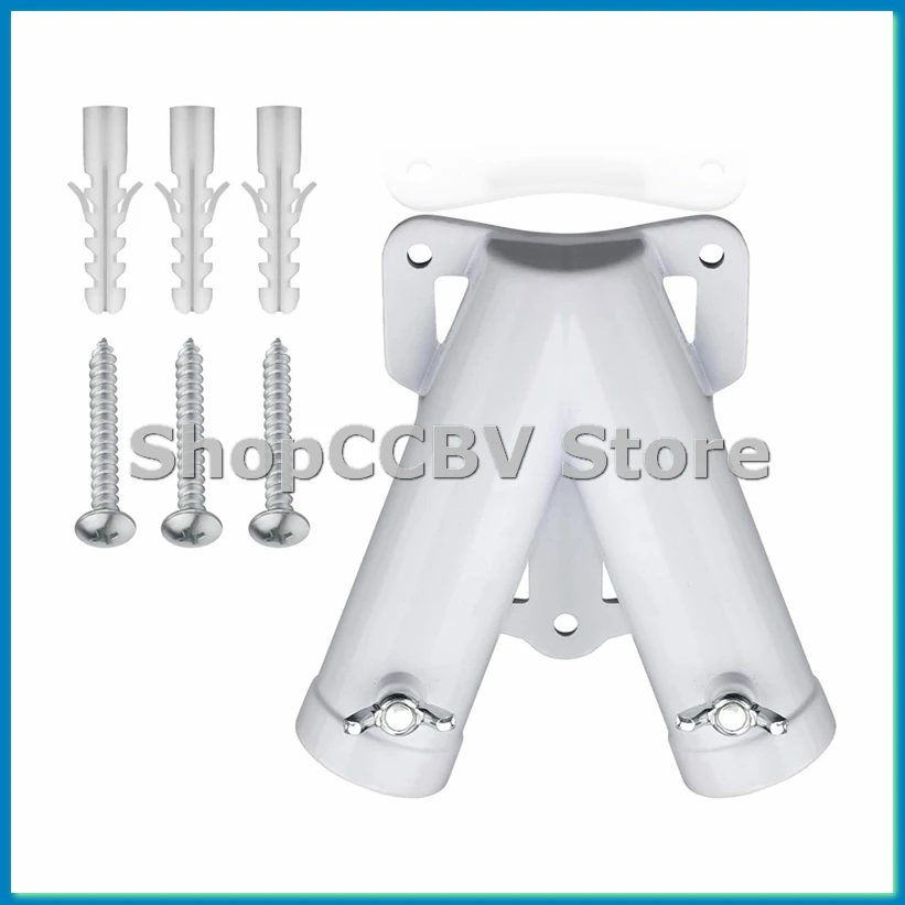 

Double FlagPole Bracket Holder, V Shape Aluminum Alloy Flagpole Wall Mount Bracket Windproof Flag Bracket Mounting-A50M