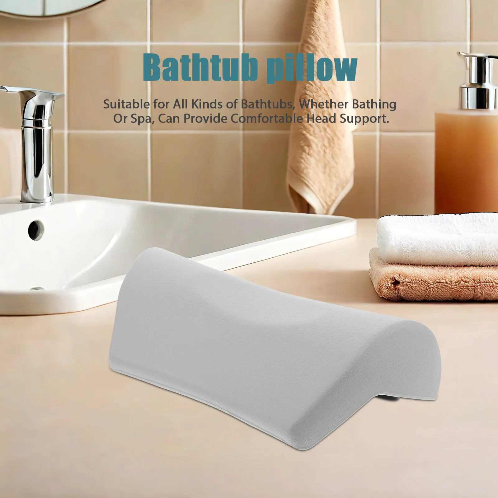 

Soft PU Bathtub Pillow Ergonomic Neck Back Support Waterproof Washable Suction Cup Bath Pillow for Bathtub Spa Soaking Tub Use