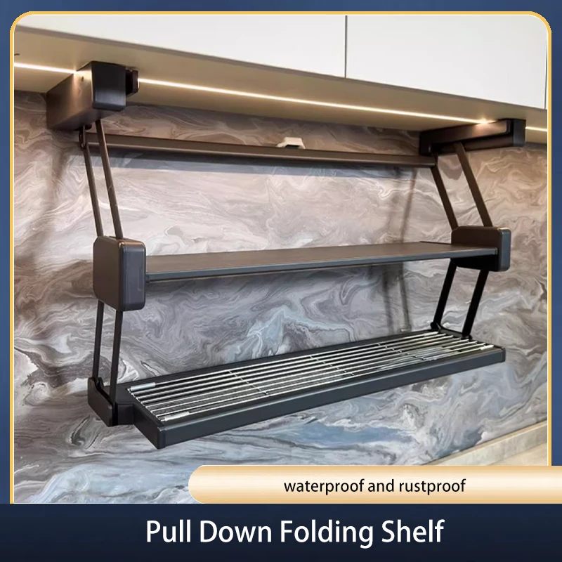 

Kitchen Shelves Retractable Hanging Layered Spice Rack Cabinet Hanging Cabinet Under Storage Under Hanging Hanging Basket