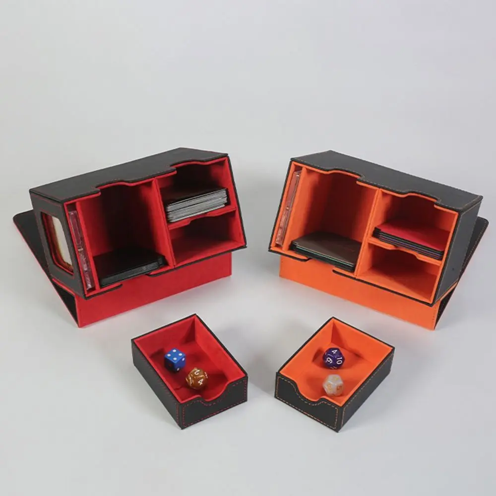 Fashion PU Leather Card Deck Box Flannel Collection Window Collection Box Card Stacking Storage Box Women Men