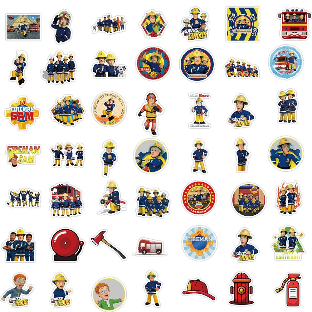 10/30/50PCS Safety Education Fireman Sam Cartoon Stickers DIY Laptop Luggage Skateboard Graffiti Decals Sticker for Kid Toys