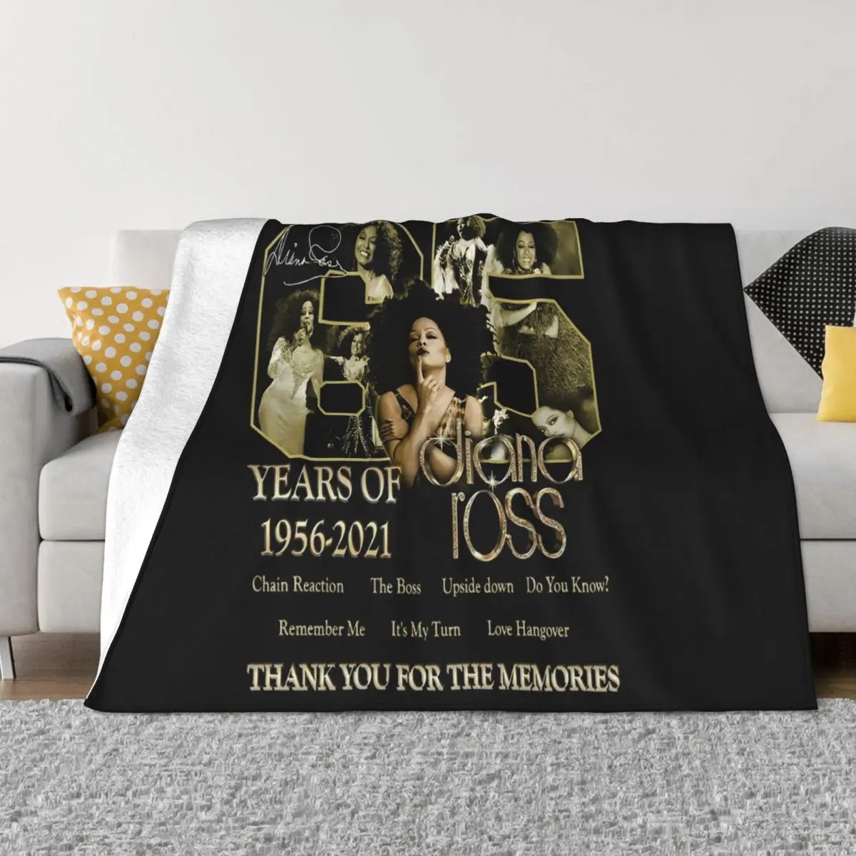 65 Years Of Diana Ross 1956 2021 Thank You For The Memories Spring Low Price New Print Goth Slogan Throw Blanket