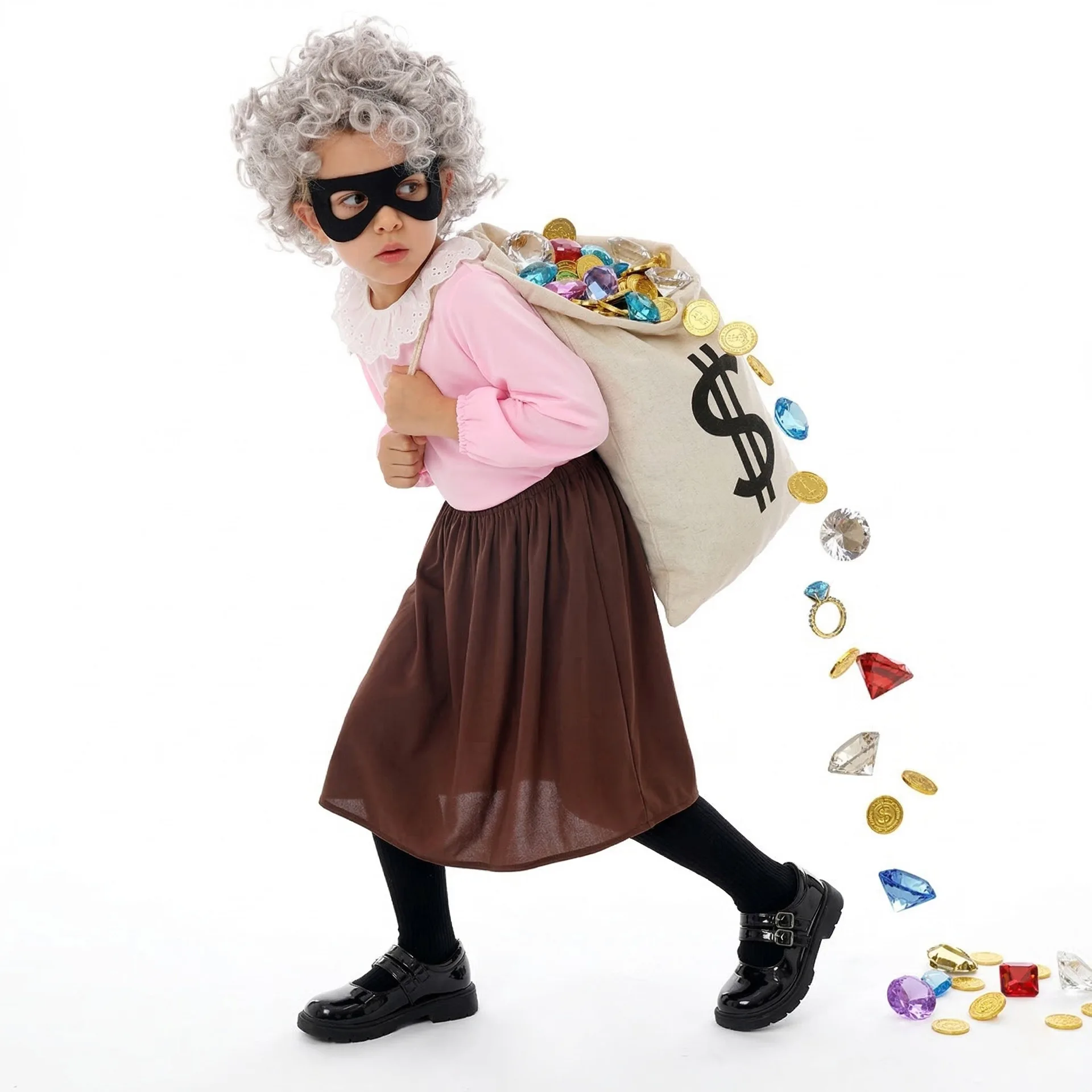 

Children's Costume for Godfather of Thieves Grandma Halloween Funny Grandma Dressing Up Party Performance Outfit