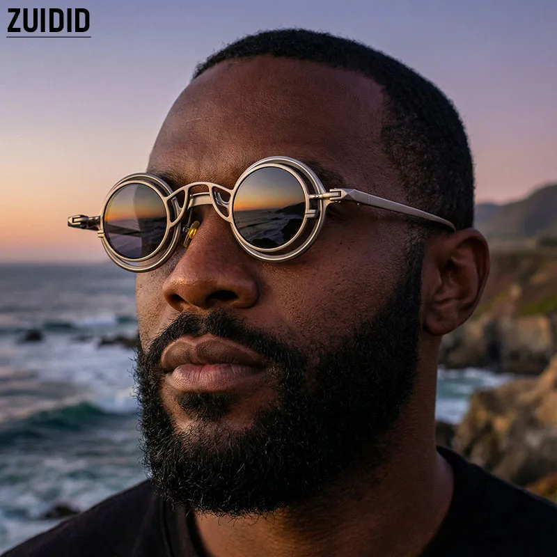 Gafas de sol Steampunk para hombre, montura metálica, estilo vintage retro, redondas, a la moda, punk, dropshipping, gafas de sol, lunette de soleil