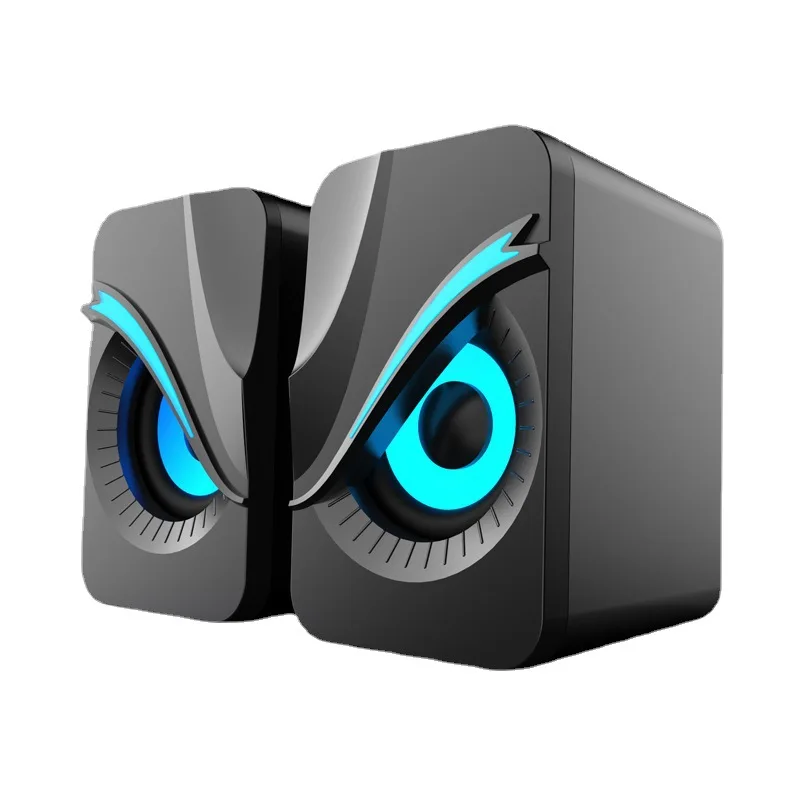 Computer Speakers with RGB Lights Mini Desktop Speaker Wired Volume Control Subwoofer Speaker for PC Computer Laptop