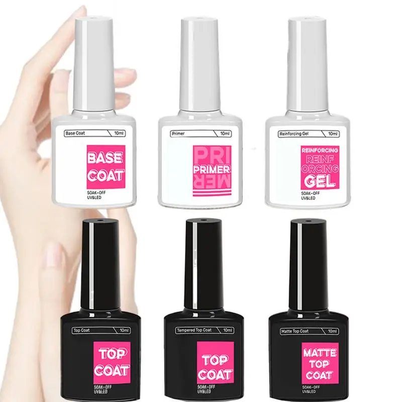 Multi-Functional Nail Polish 6pcs Top Coat Primer Set Or 1 Pc Sealing Layer Nail Repair Lasting Gel No Wipe UV Gel Nail Polish