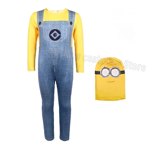 Adults Halloween Party Minion Costumes Little Yellow Man Cosplay Anime Cartoon Funny Dress Up Magical Thief Dad Outfit