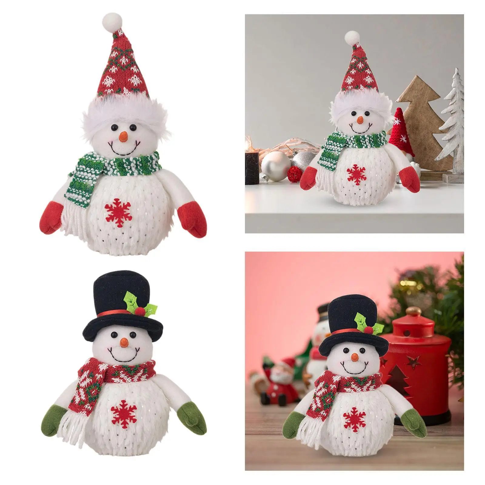 Figura navideña de muñeco de nieve, animales de peluche navideños, muñeco brillante de Navidad