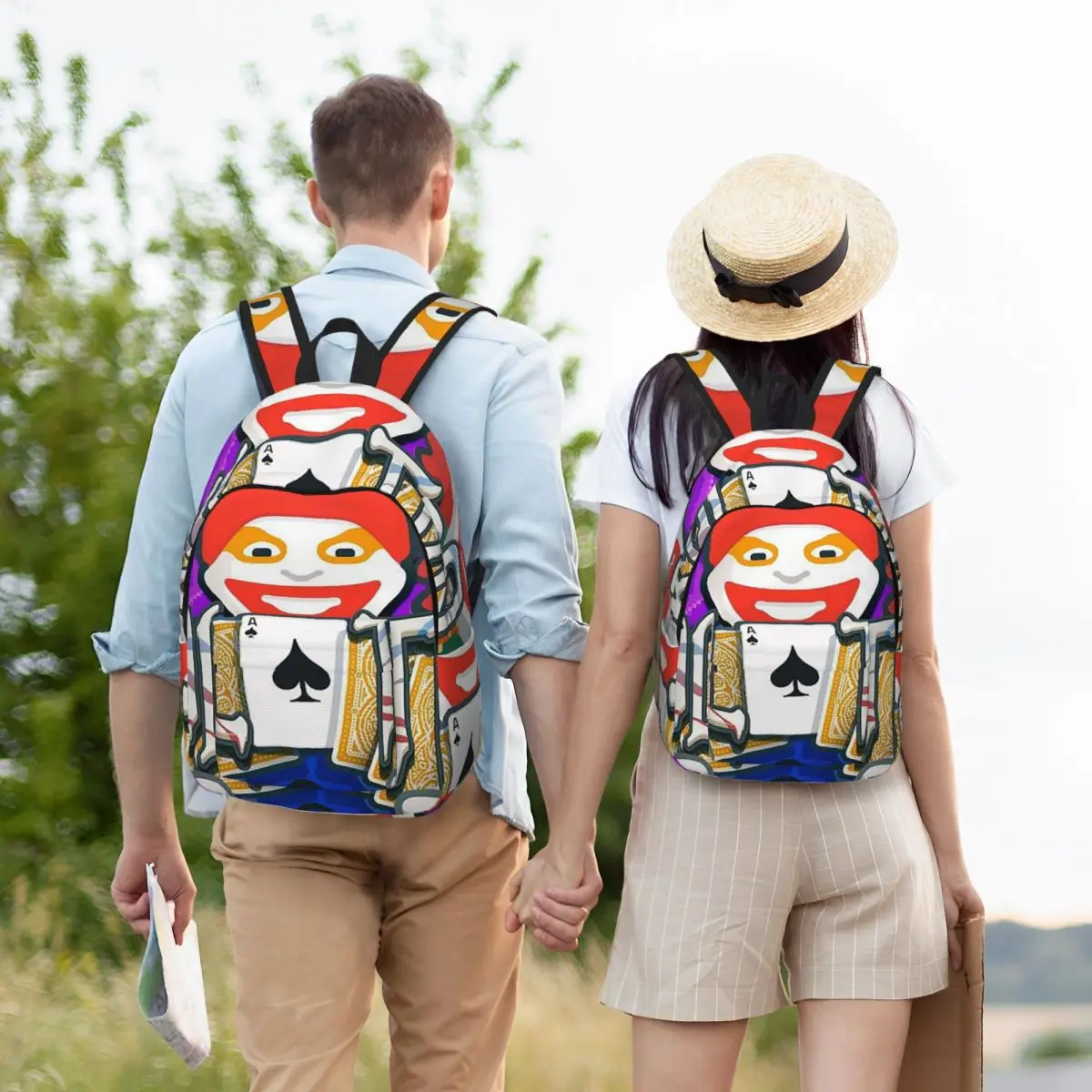 Balatro Playing Card Jocker Lusty Joker Student Backpack School Bag Hiking Travel Daypack for Men Women Bookbag Shoulder Bags