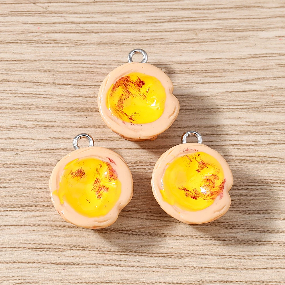 Tusember 10 Stück Niedliche Waffel-Croissant-Anhänger aus Harz, Keks-Anhänger für DIY-Schmuck, Schlüsselanhänger, Armbänder und Bastelzubehör – Detail 13