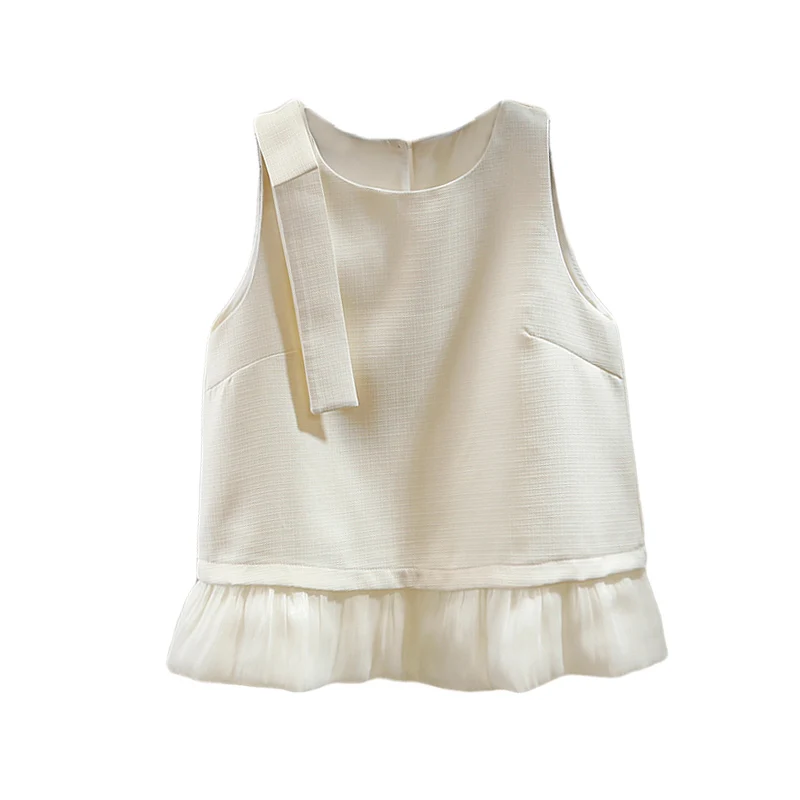 2025 Autumn New Women's French Petal-stitched Hem Sleeveless Slim Camisole - Summer New High-end Versatile Vest Top