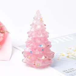 Christmas Trees Resin Natural Stone Amethyst Rose Quartz Luck Tree Handmade Ornaments Silicone Home Decoration Holiday Gift