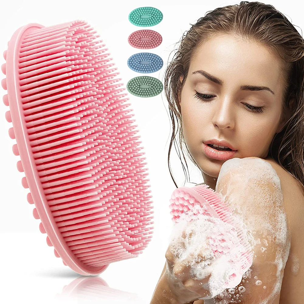 

Silicone Body Scrubber Exfoliating Bath Brush for Shower Shampoo Head Massage for Wet Dry Brushing Shower for Women Men Kids