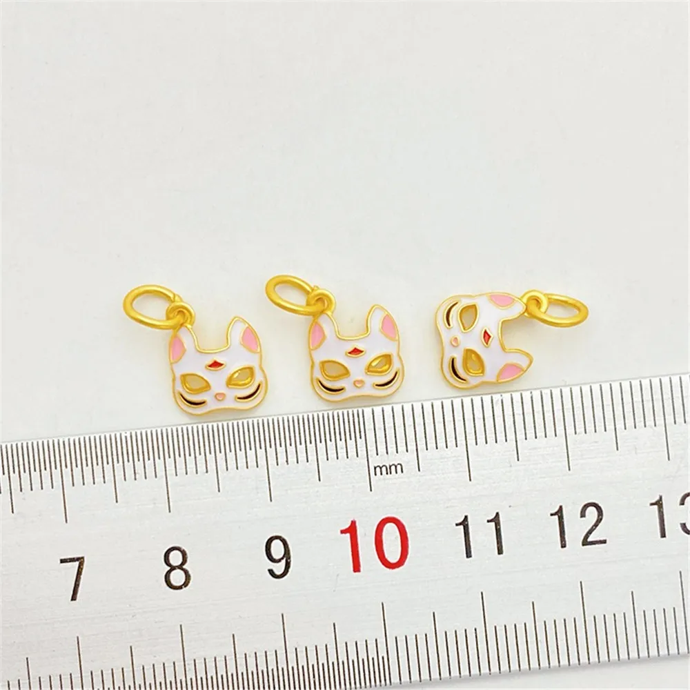 

Ancient Gold Burnt Blue Dripping Oil Nine-tailed Fox Mask Pendant Handmade DIY String Bracelet Necklace Accessories