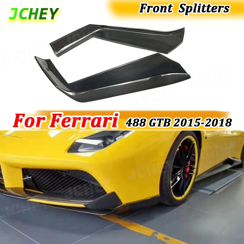 

Спойлеры-сплиттеры JCHEY из сухого карбона для переднего бампера Ferrari 488 GTB 2015-2018, боковые накладки-крылья, FRP