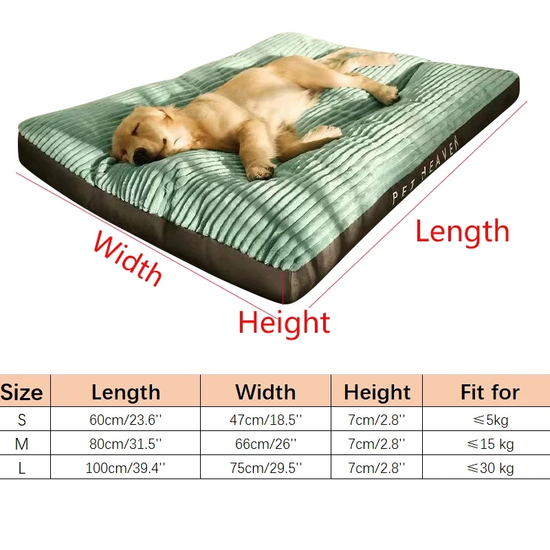 Large Dog Bed Soft Corduroy Pet Sleeping Mat Thicken Oversize Dog Cat Cushion Non-slip Removable Washable Dogs Sofa Pet Supplies