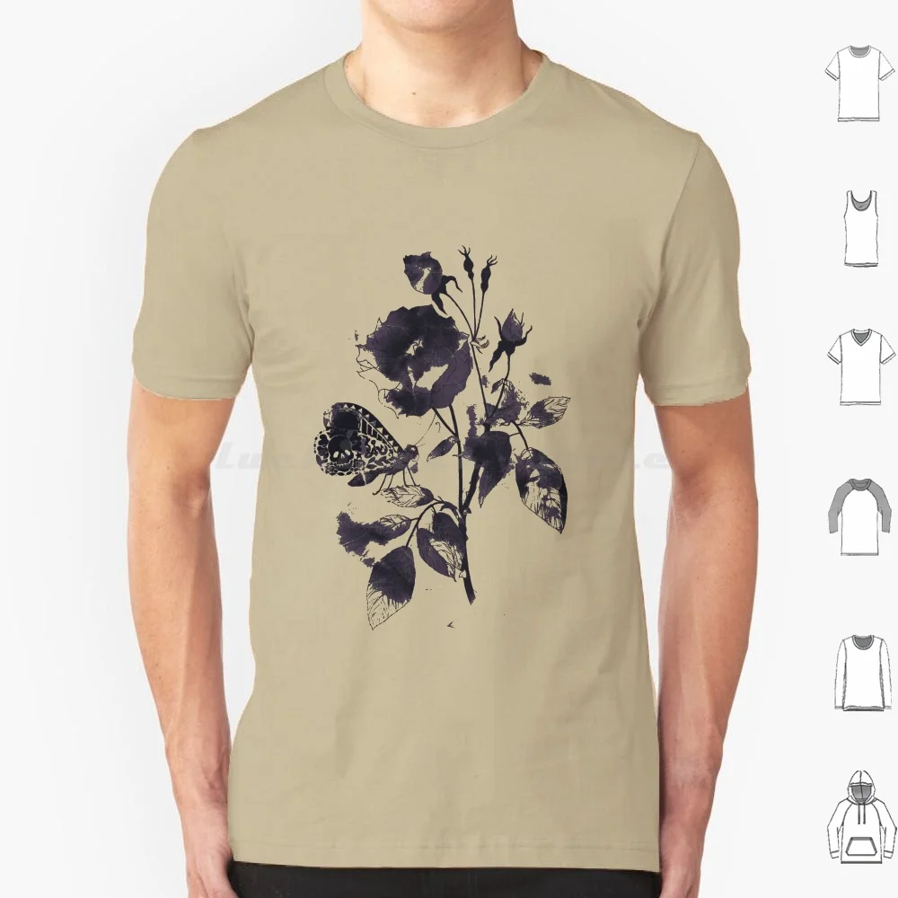 T-shirt encreur en coton 6Xl, Cool, encre de tatouage crâne, aquarelle, animaux, beauté naturelle, insecte, fleur, Rose, feuilles, arbre