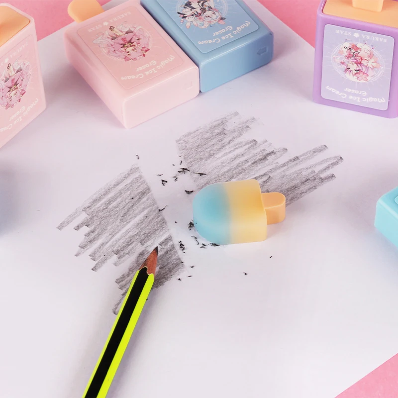 كارتون لطيف Kawaii ماجيك الآيس كريم ممحاة مطاطية الجدة القرطاسية مكتب اللوازم المدرسية