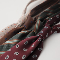 New 8cm Formal Striped Men's Business Neckties Luxury Brown White Dots Red Neck Ties Tuxedo Cravat Silk Tie Wedding Party Gift