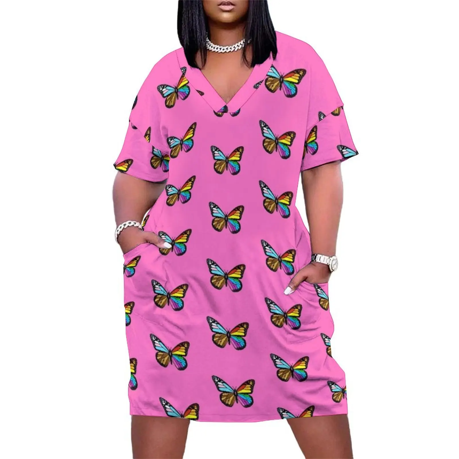 

one love butterfly Loose Pocket Dress Women's summer skirt sexy dress