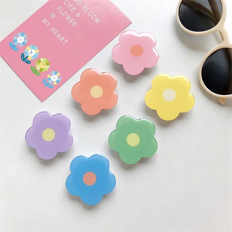 Cute Flower Folding Expandable Mobile Phone Grip Holder Socket Pocket Support for IPones 15 Finger Ring Griptok Expanding Stand