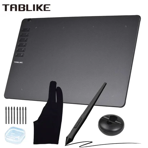 Imagen 1 del producto Tableta gráfica TABLIKE para dibujar, tableta digital ultrafina para bocetos artísticos con lápiz óptico sin batería, 8 puntas de lápiz, 8192 niveles de presión
