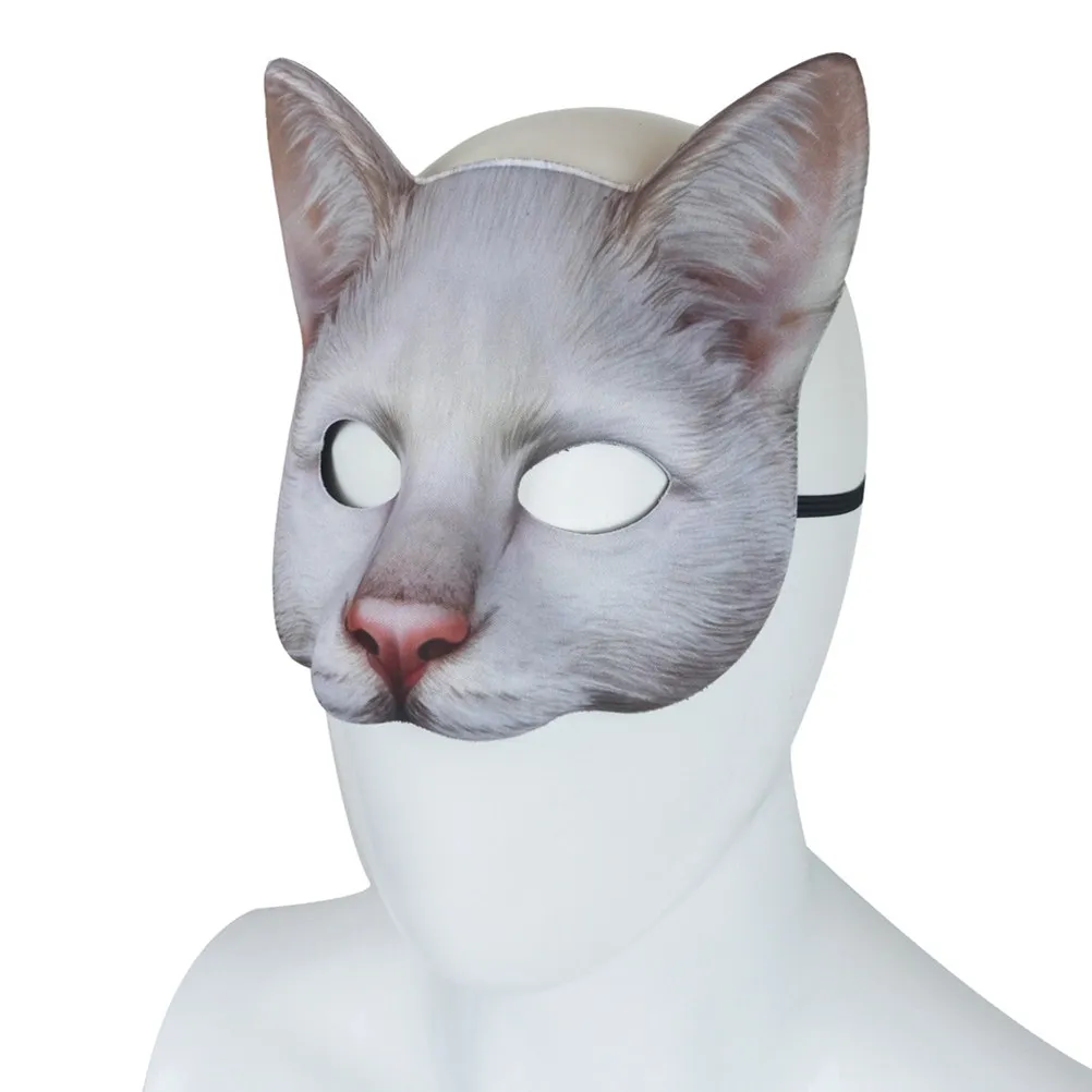Animal Cosplay Mask Cat Shape Half Face Halloween Mask Premium Sponge Fabric Safe Comfortable Masquerade Ball Party Wear