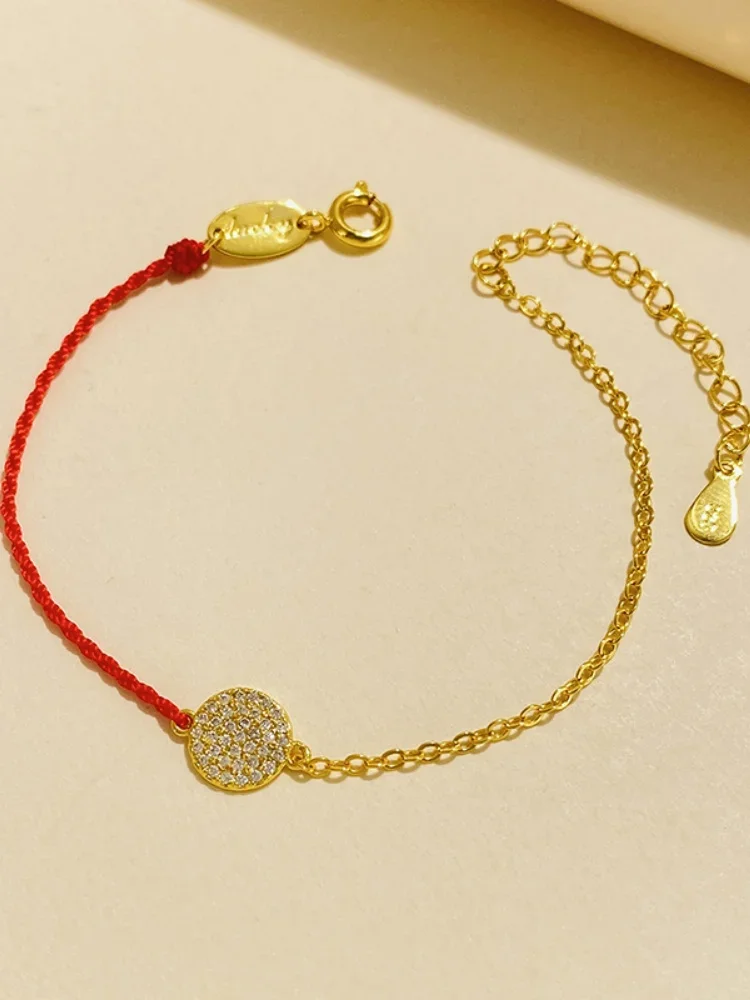 Bransoletka damska ze srebra próby 925, modna, prosta, z cyrkoniami, połówka łańcuszka, połówka sznurka, okrągła, na rocznicę, wysokiej jakości, elegancka biżuteria.