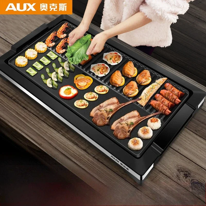 AUX Electric Grill Pan Non Stick Smokeless Light Smoke Household Cooking Skewer Machine  procesador de alimentos