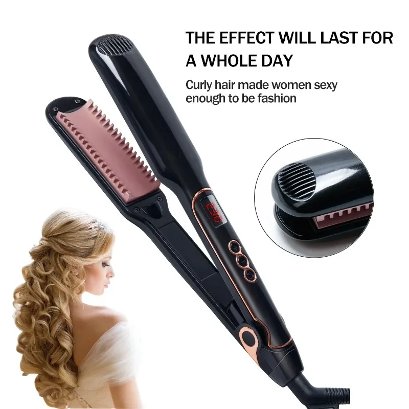 

2 in 1 Hair Straightening Splint LCD Display Perm Straightener Multifunctional Volume Straight Hair Straightener Curling Rod