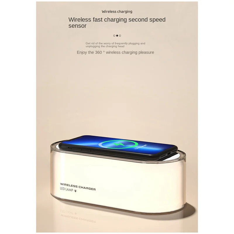 

A75P-Adjustment Night Light Wireless Charge With LED Touch Bedside Lamp Adjustable Brightness 15W Fast Charge White Durable