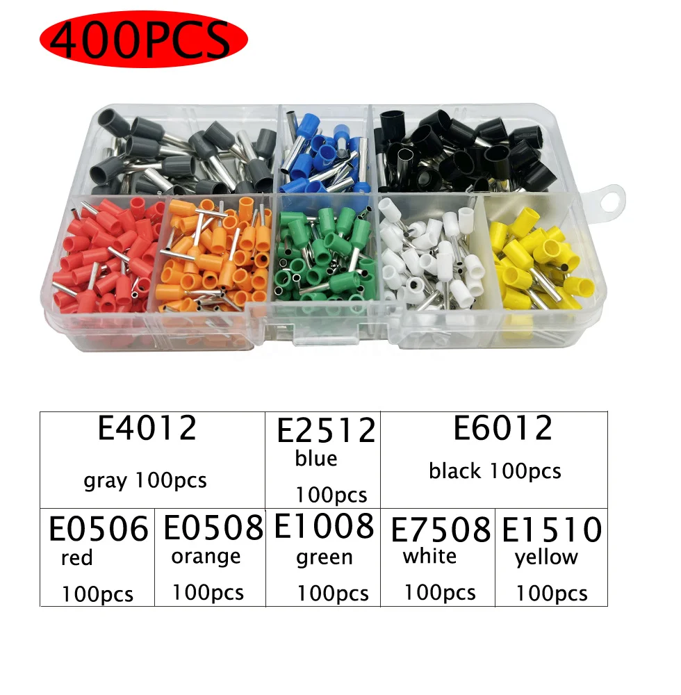 300pcs box Bootlace cooper Ferrules kit set Wire Copper Crimp Connector Insulated Cord Pin End Terminal