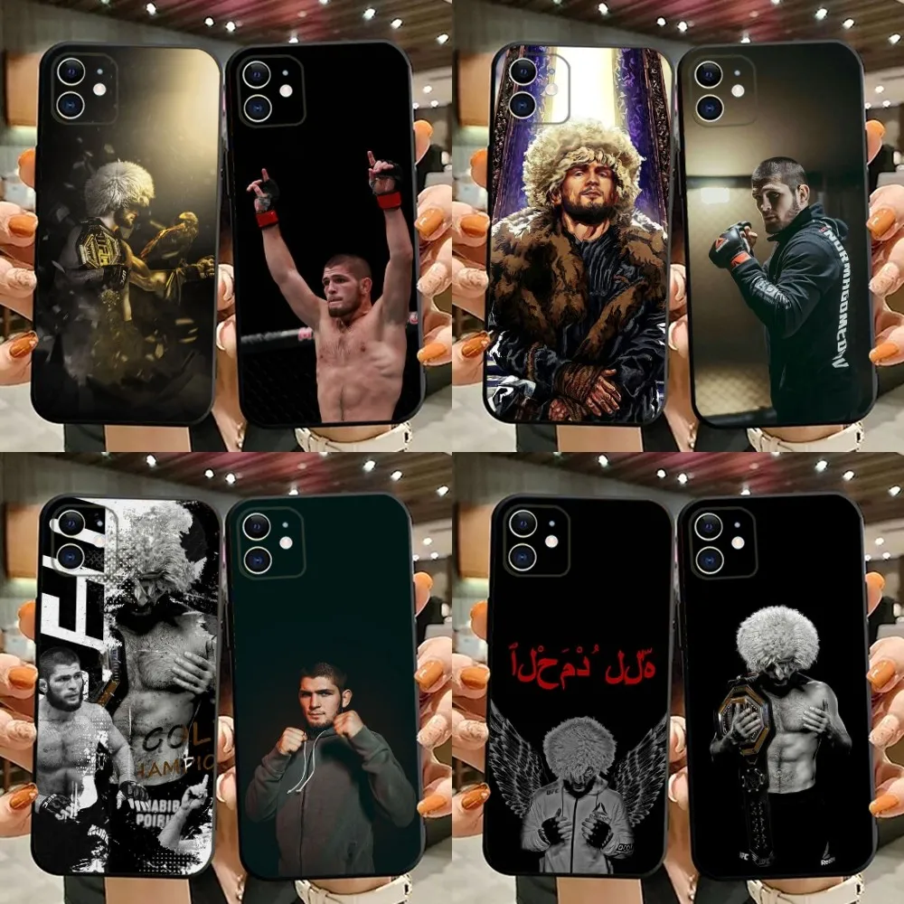 Khabib Nurmagomedov Phone Case For iPhone 15,14,13,12,11,Plus,Pro Max,XS,X,XR,SE,Mini,8,7 Soft Silicone Black Cover