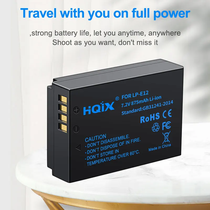 HQIX for Canon EOS Rebel SL1 M M50 Mark II M200 M10 100D X7 PowerShot SX70 HS Camera LP-E12 Charger Battery