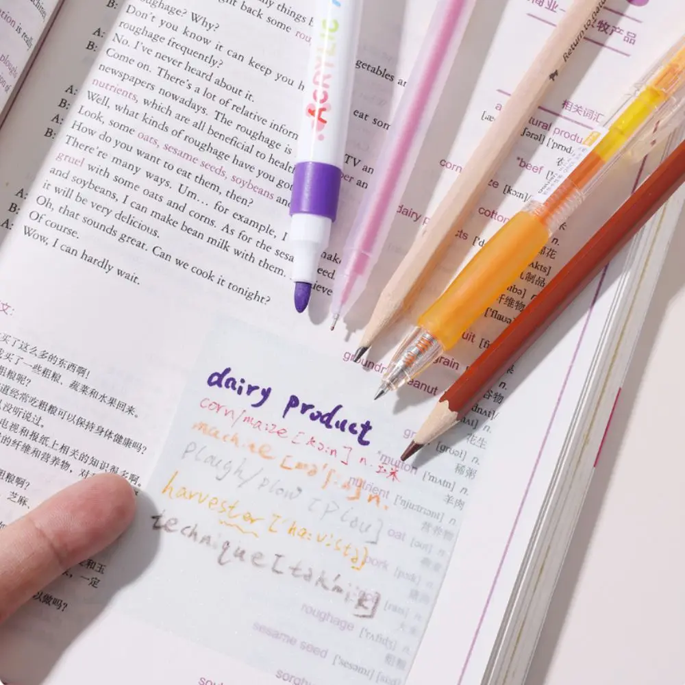 Pull Out Design Sticky Notes Macaron Color Korean Style Planner Sticker Translucent Self-Adhesive Memo Pad Paper