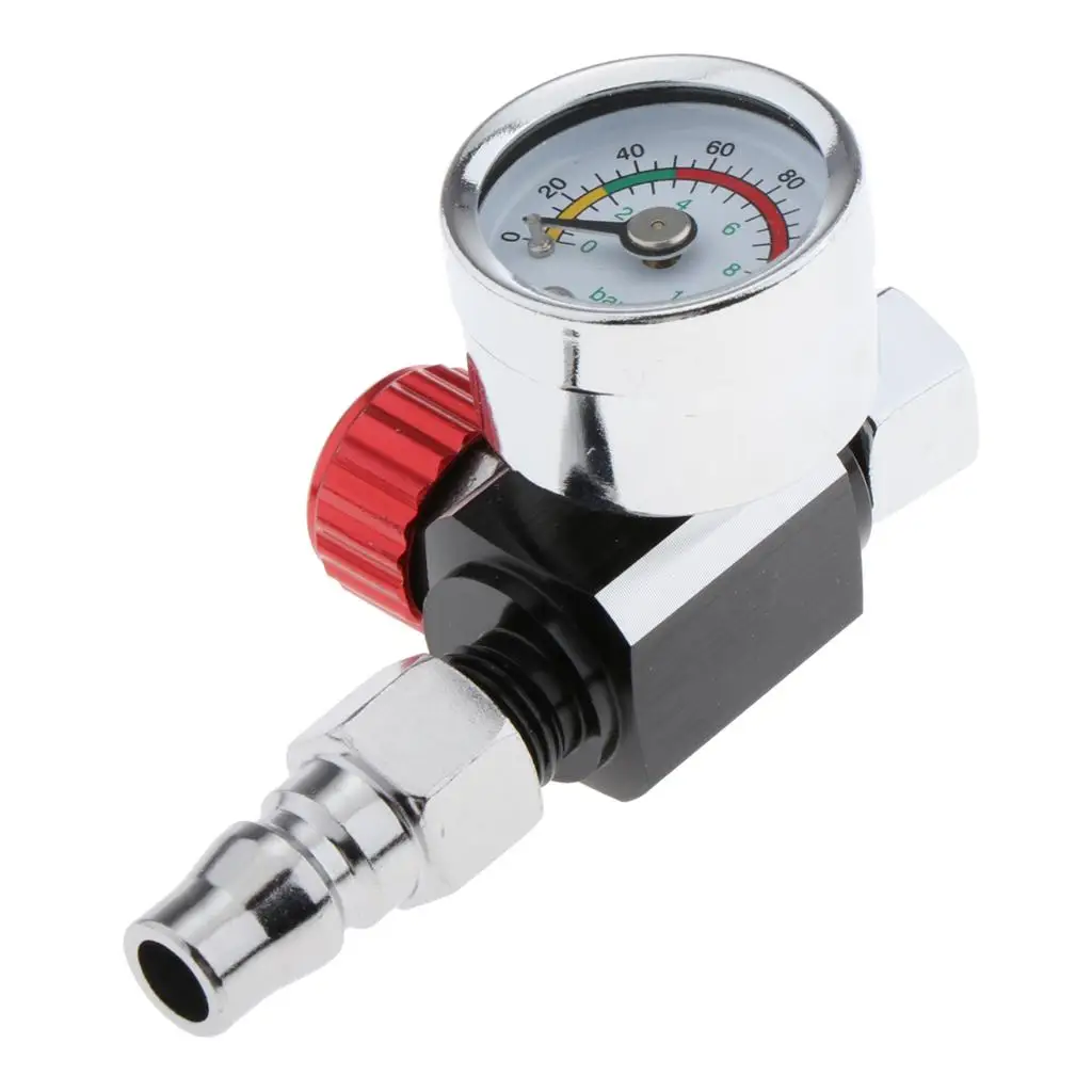 Universal G1/4 Metal Paint Spray Gun Air Regulator Valve Gauge 0-140PSI