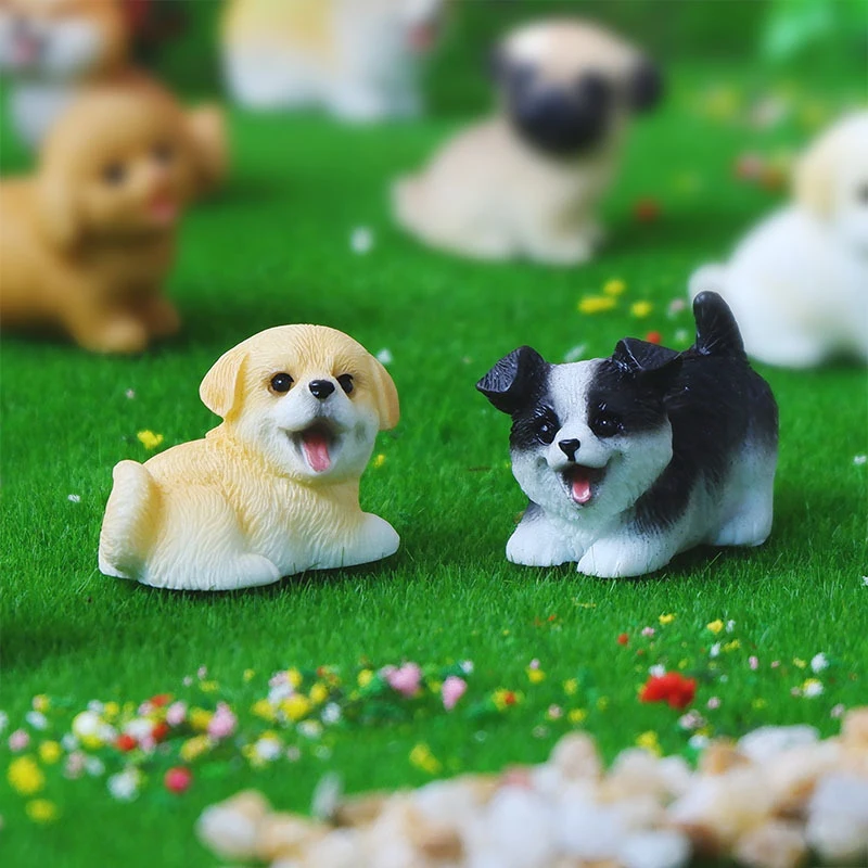 Dollhouse Cute Small Dog Puppy Animal Decoration Resin Craft Miniature Figure Tiny For Bonsai Microlandscape Fairy Garden Decor